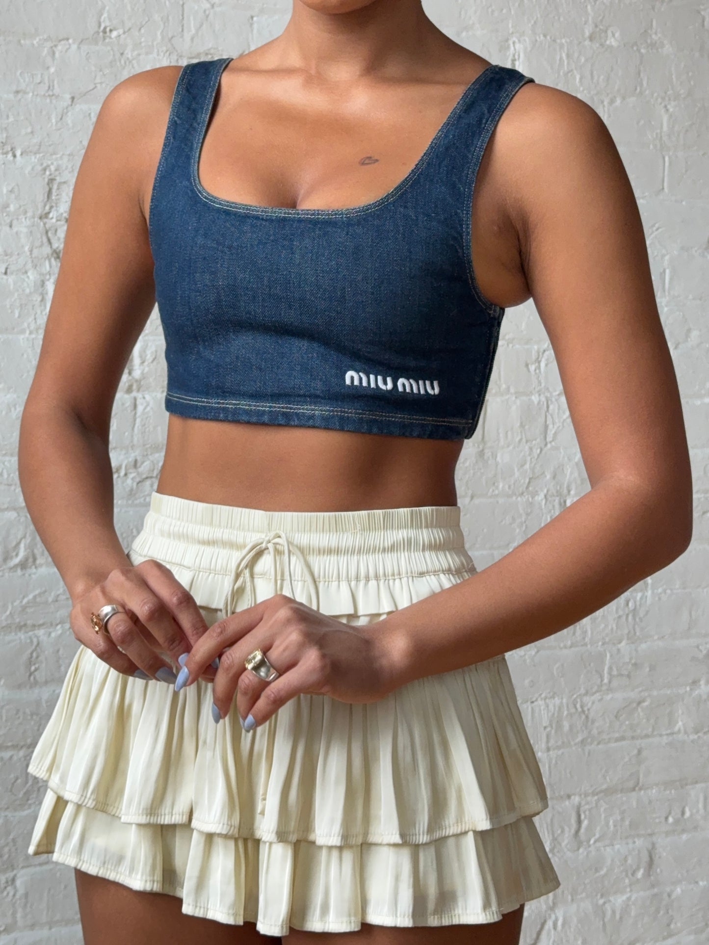 Miu Miu Denim Cropped Tank Top
