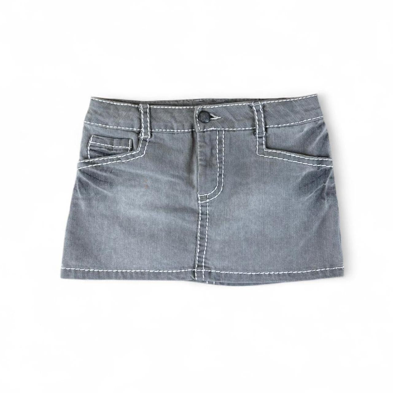 Vintage Y2K Grey Contrast Stitch Low Rise Mini Skirt
