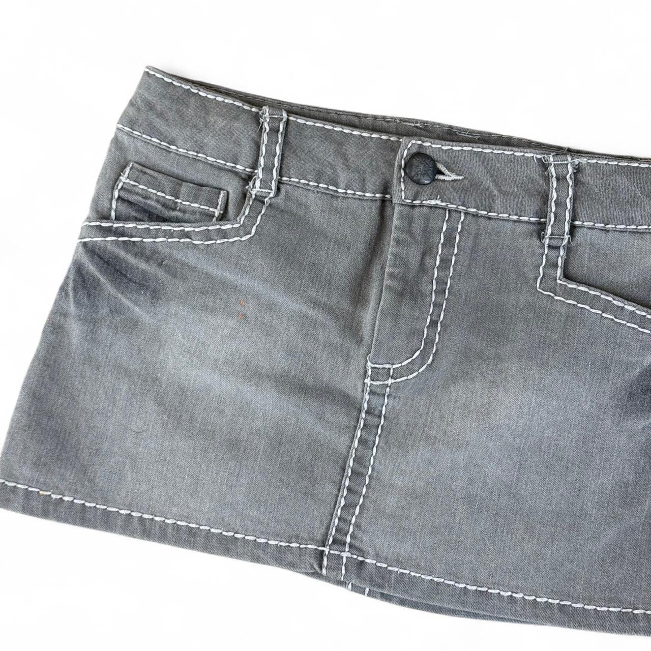 Vintage Y2K Grey Contrast Stitch Low Rise Mini Skirt