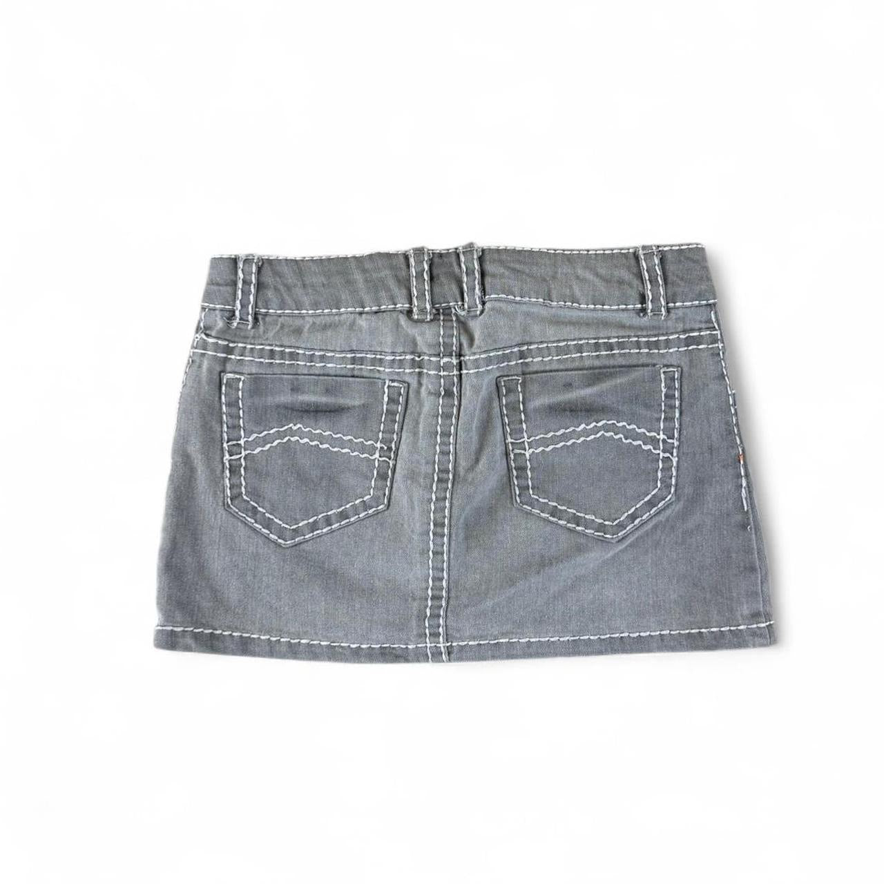 Vintage Y2K Grey Contrast Stitch Low Rise Mini Skirt