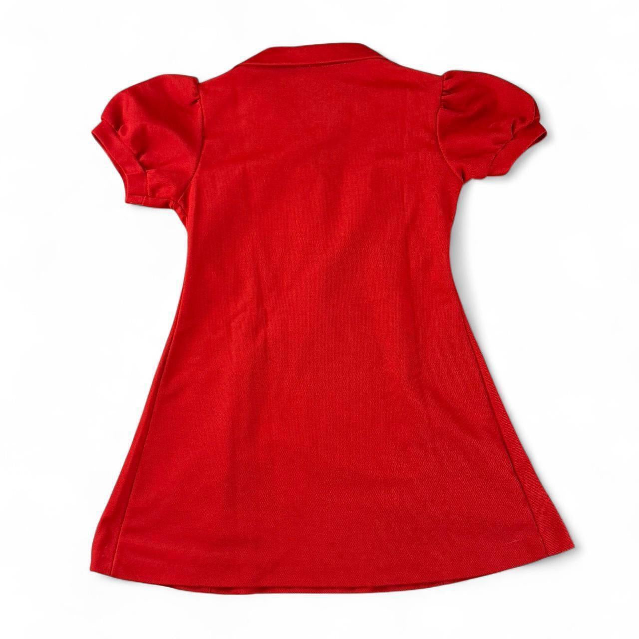 Vintage Red Puff Sleeve Embroidered Mini Dress