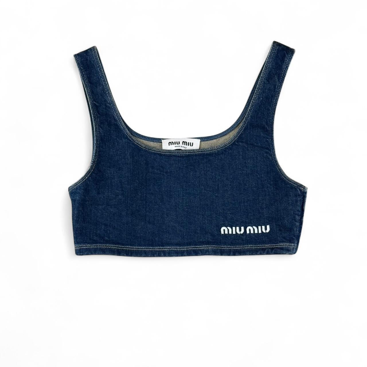 Miu Miu Denim Cropped Tank Top
