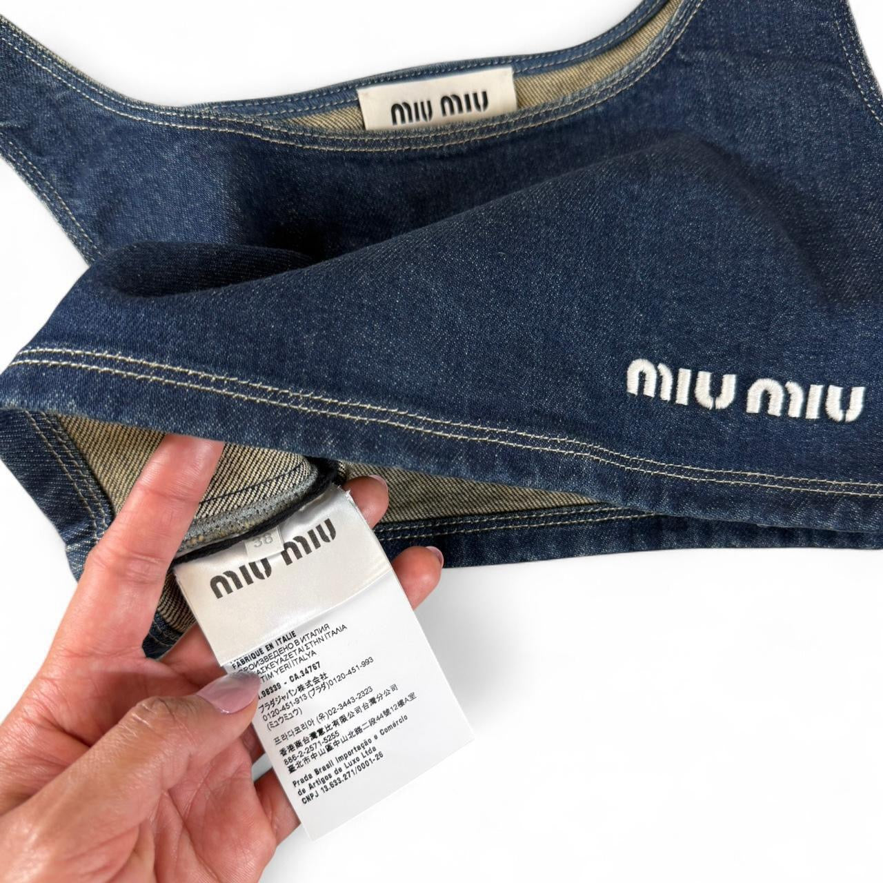 Miu Miu Denim Cropped Tank Top