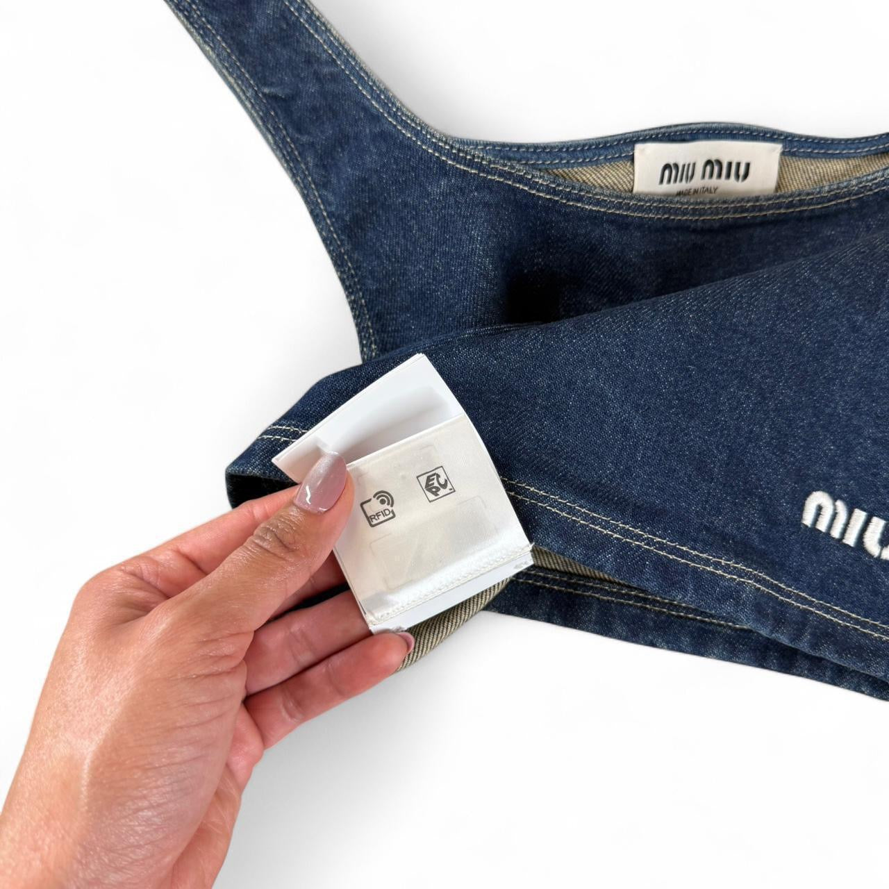 Miu Miu Denim Cropped Tank Top