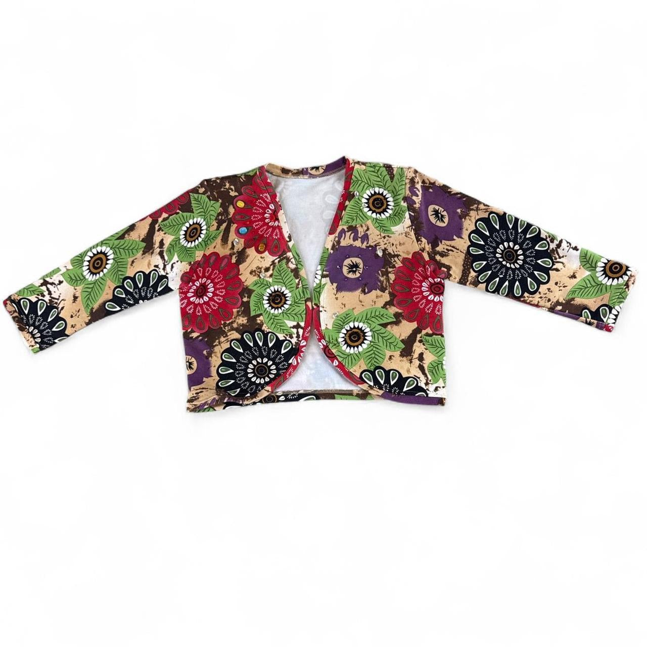 Beaded Floral Crop Top Y2K Vintage Cardigan