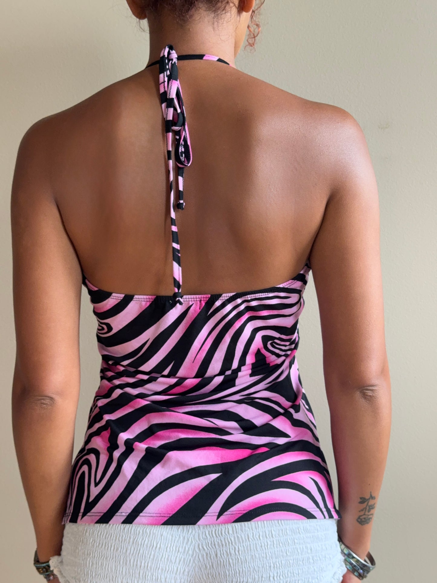 Vintage Y2K Pink Psychedelic Halter Top