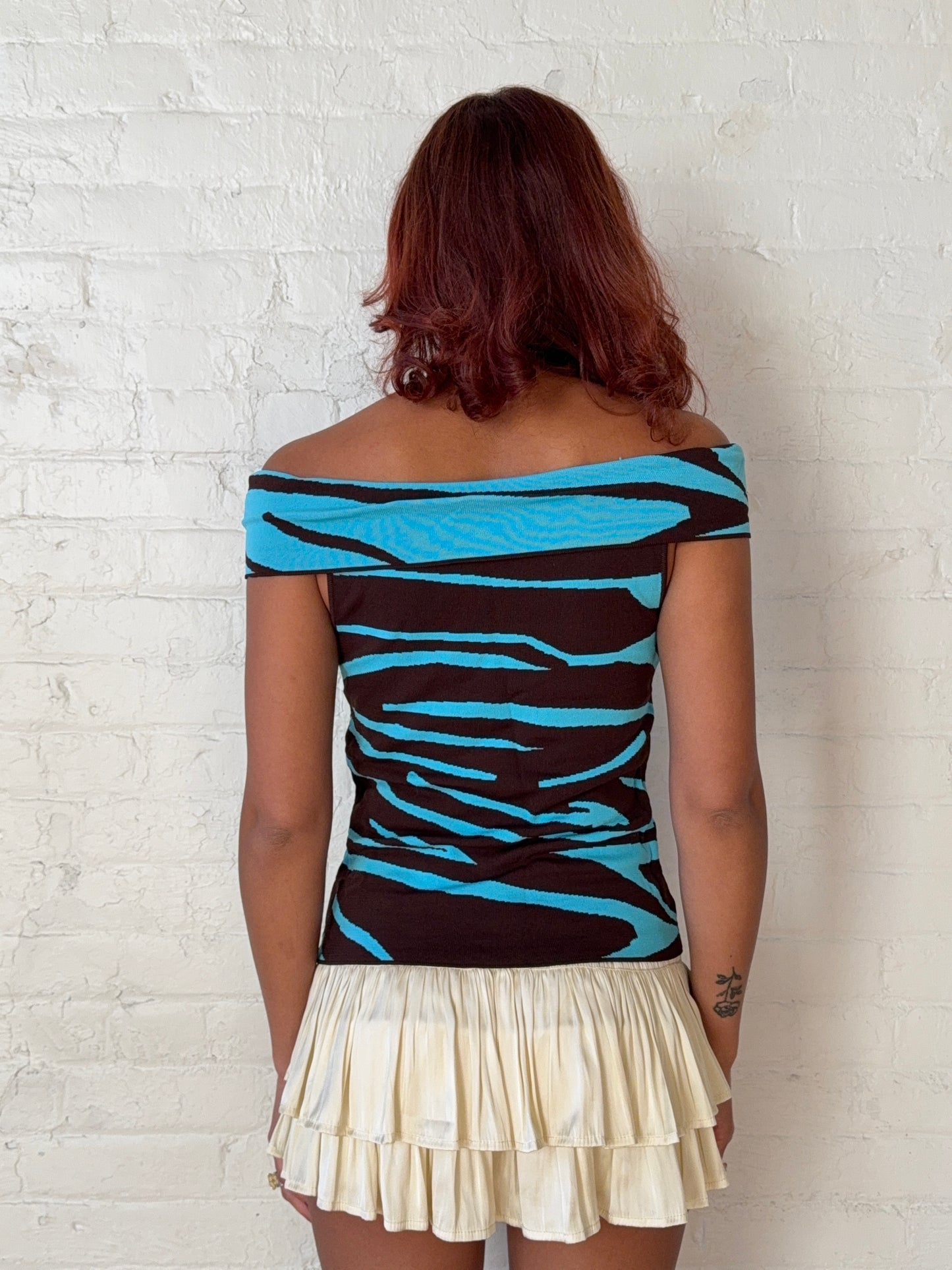 Vintage 90s Zebra Print Knit Top