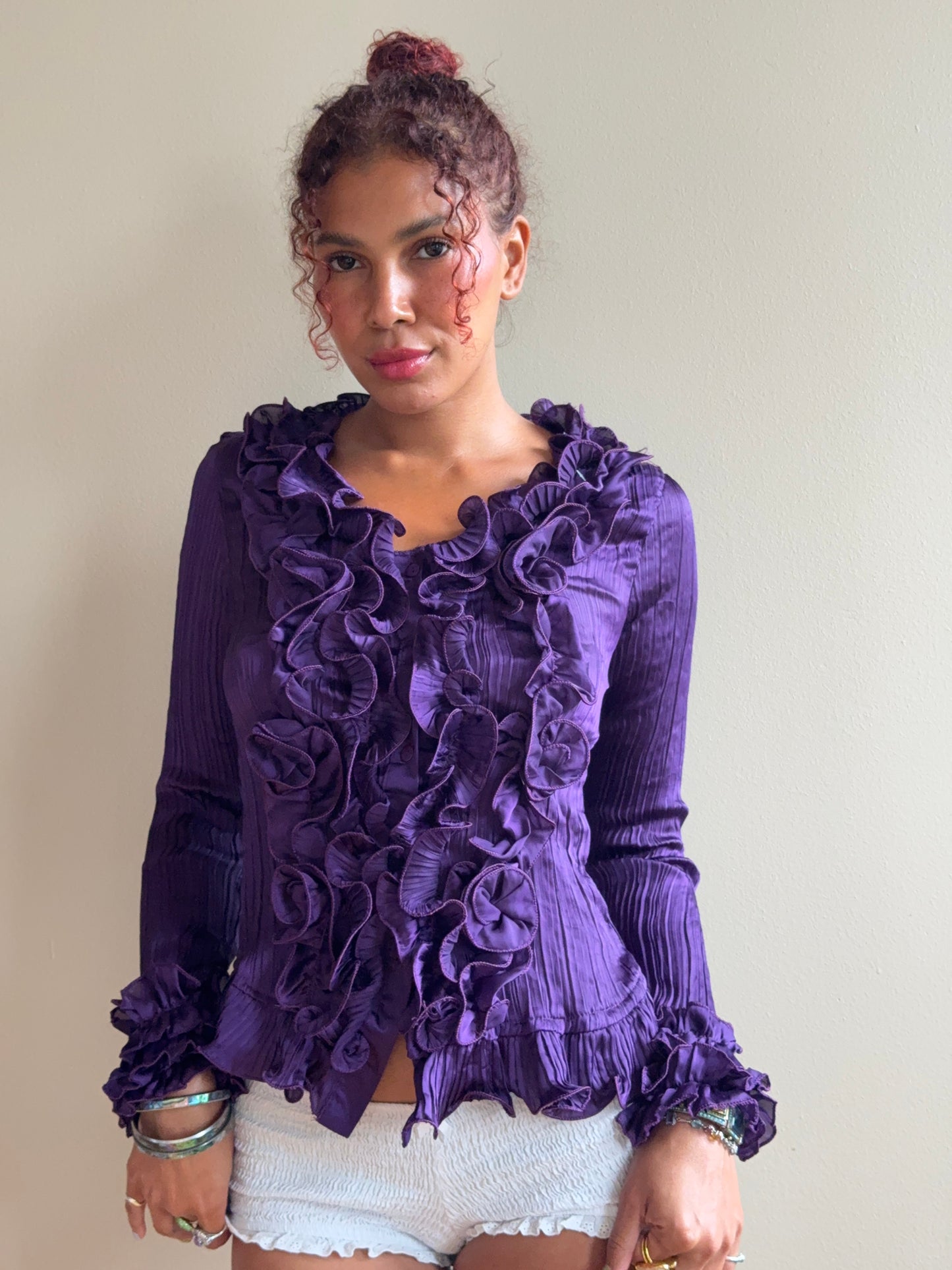 Vintage Rossi Roma Silk Ruffle Blouse