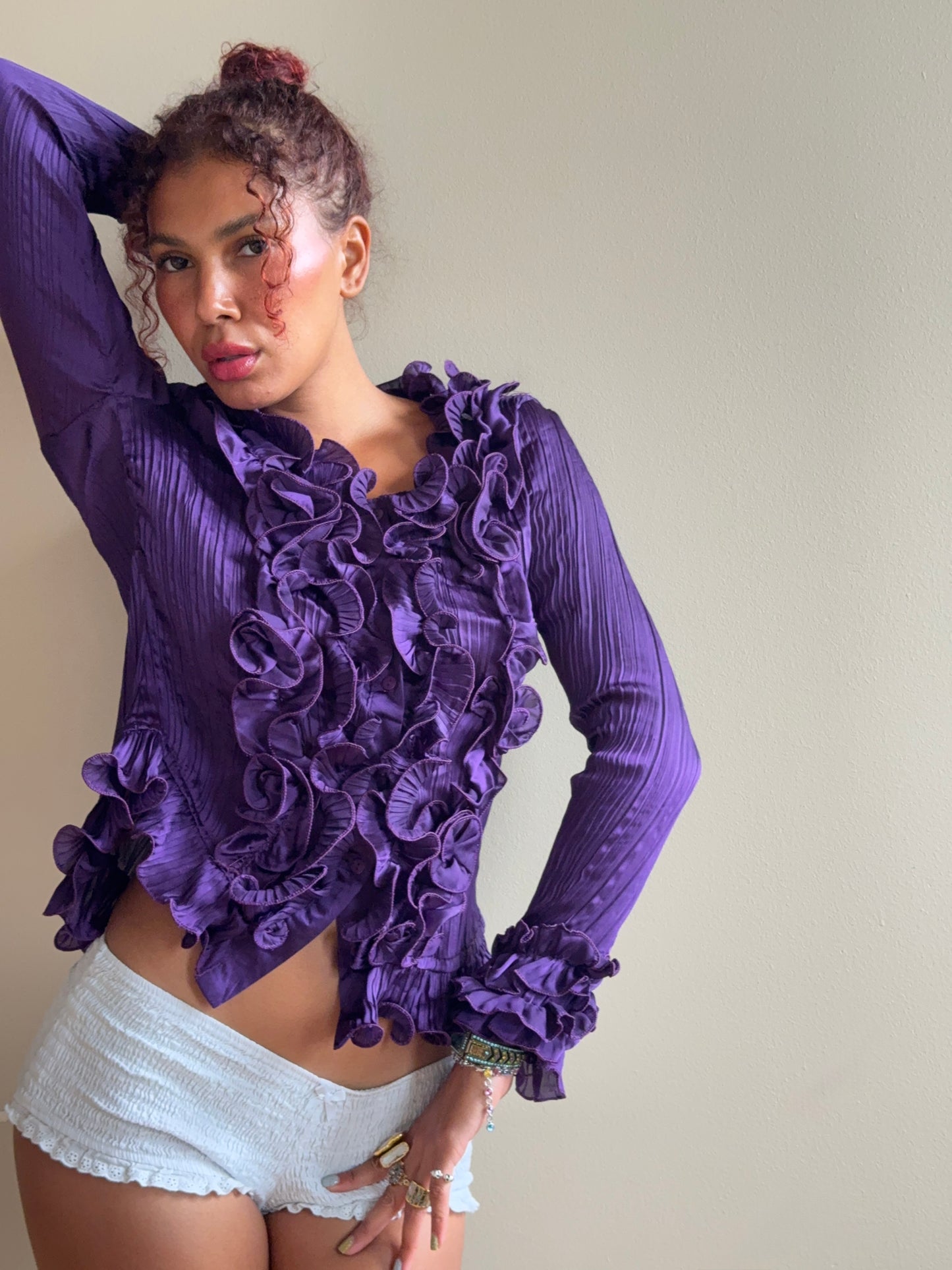 Vintage Rossi Roma Silk Ruffle Blouse