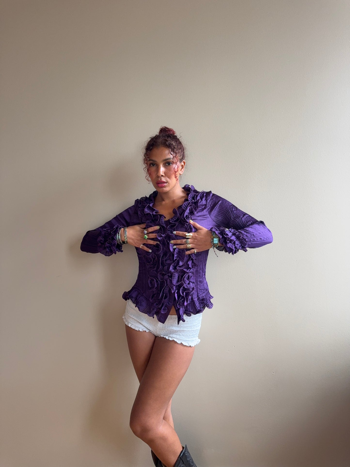 Vintage Rossi Roma Silk Ruffle Blouse
