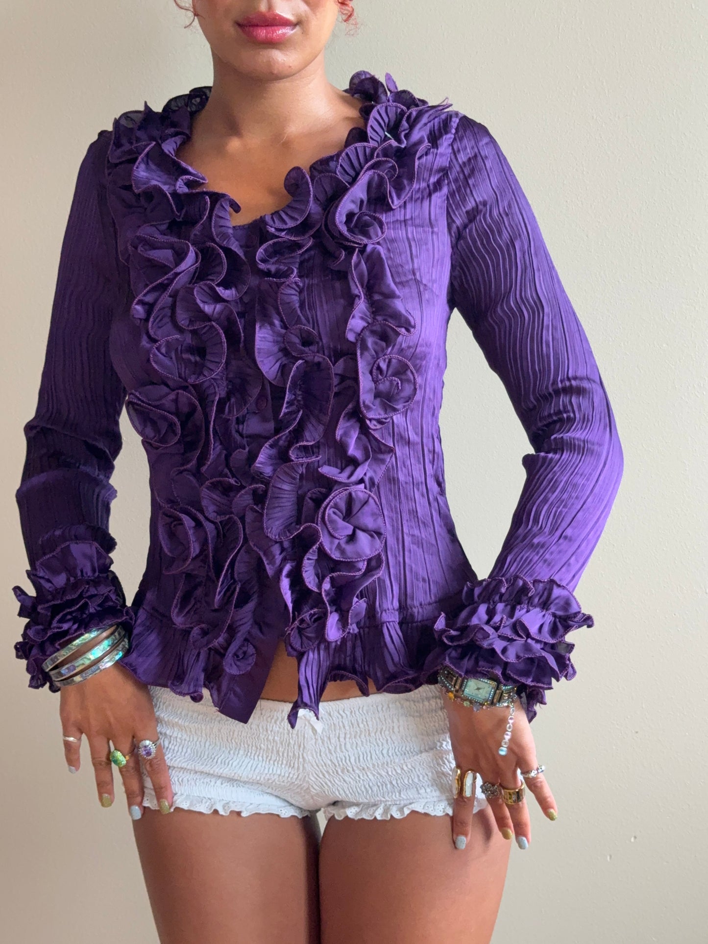 Vintage Rossi Roma Silk Ruffle Blouse