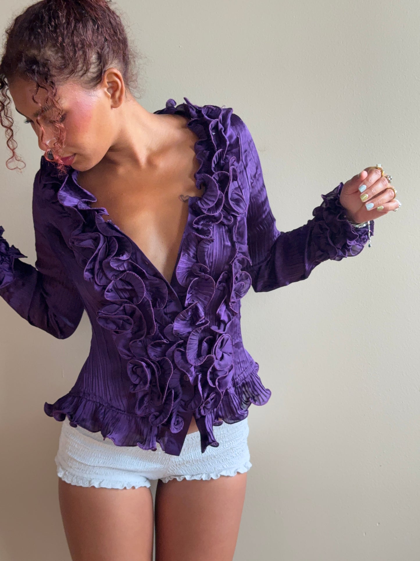 Vintage Rossi Roma Silk Ruffle Blouse