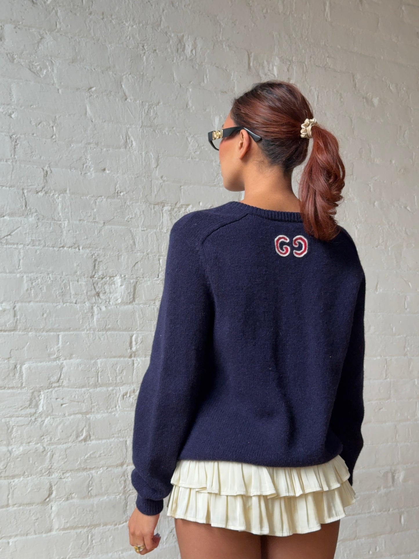 Vintage Gucci Navy Wool & Cashmere Cable Knit Sweater