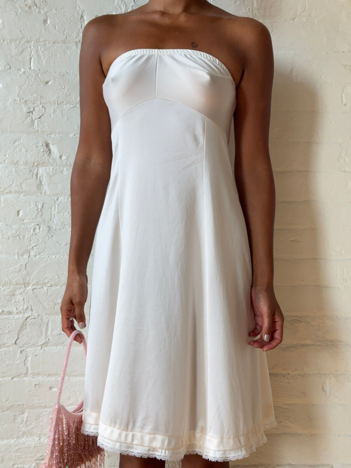 Vintage Ivory Strapless Slip Dress
