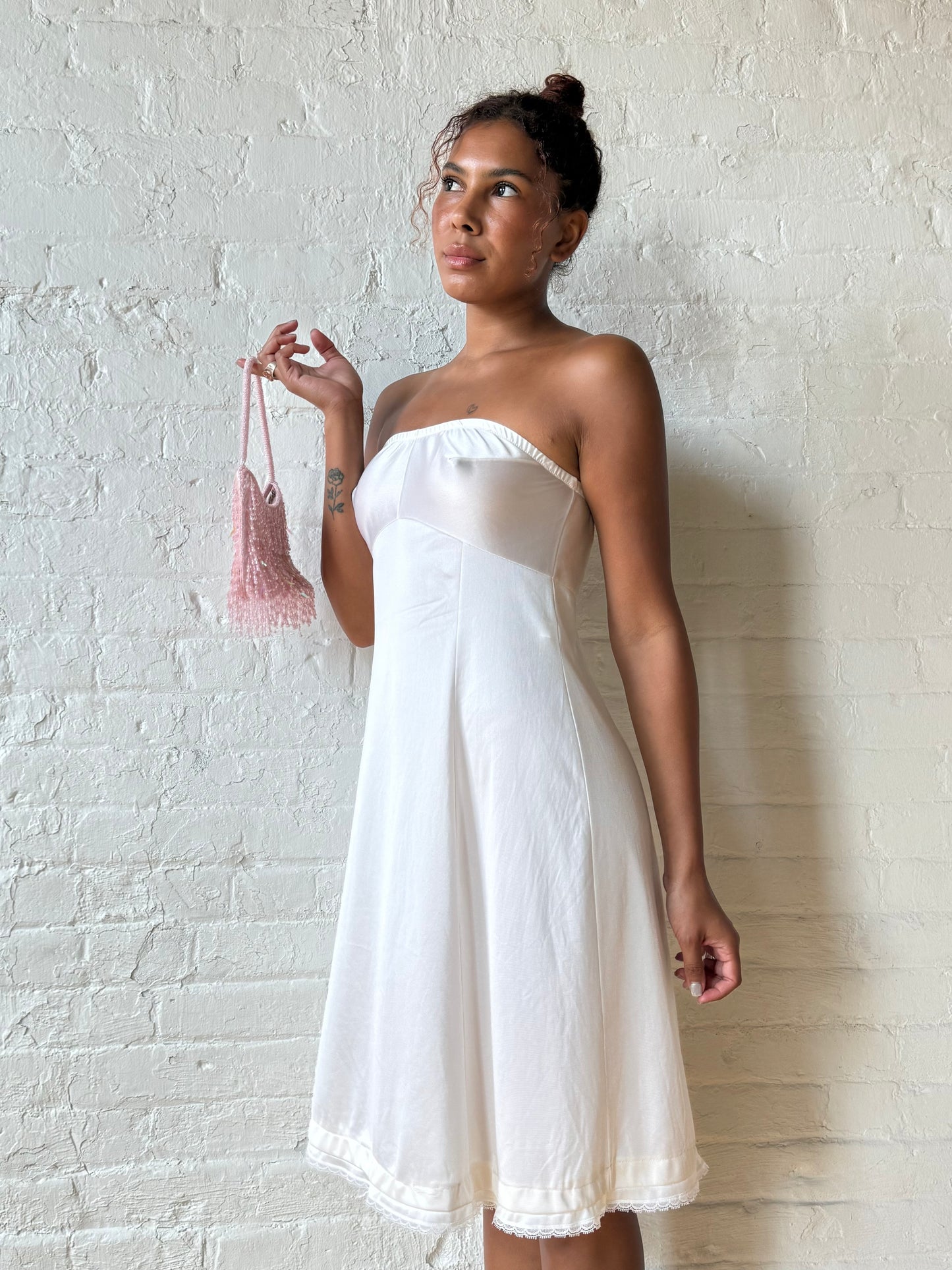 Vintage Ivory Strapless Slip Dress