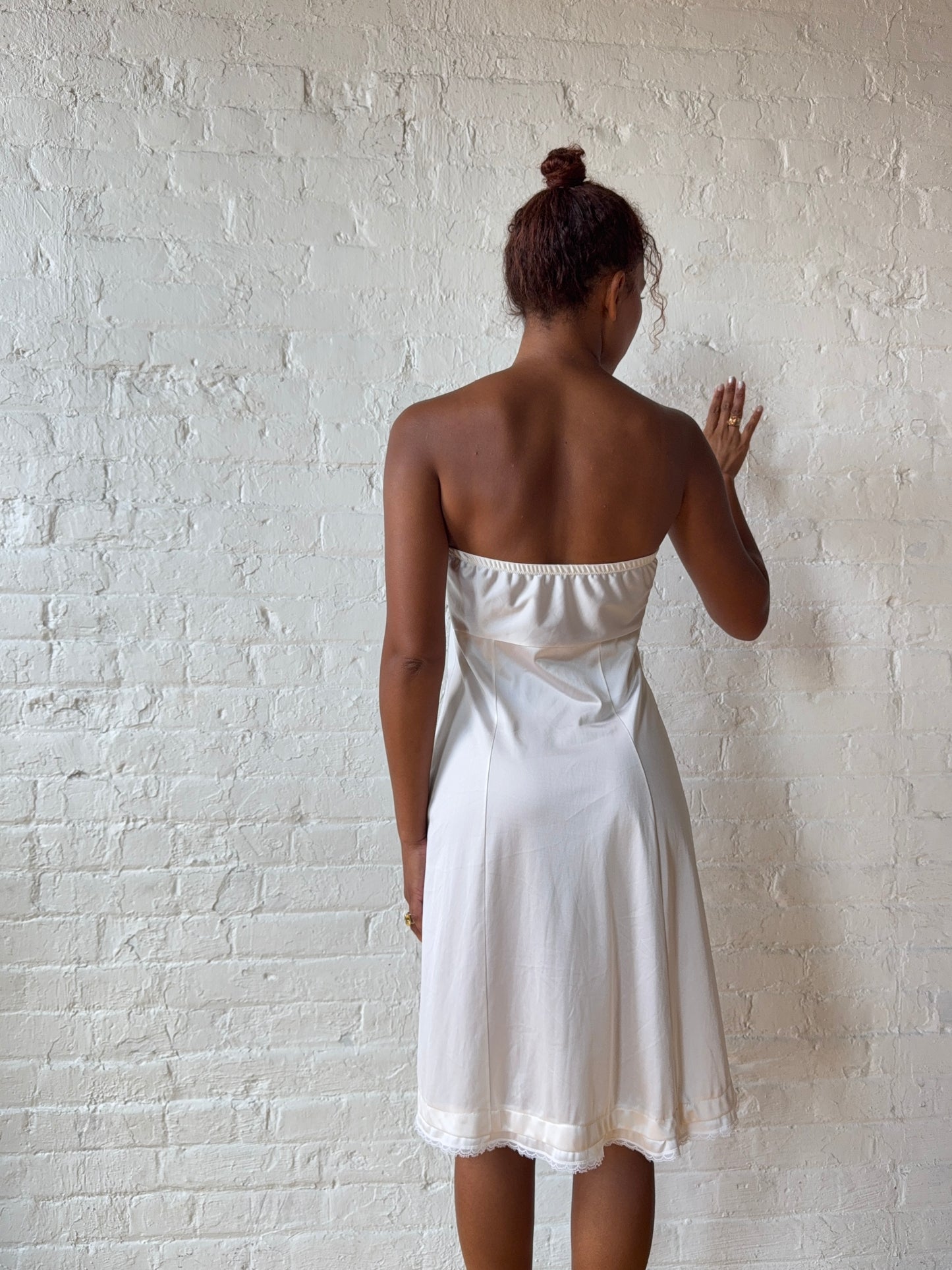 Vintage Ivory Strapless Slip Dress