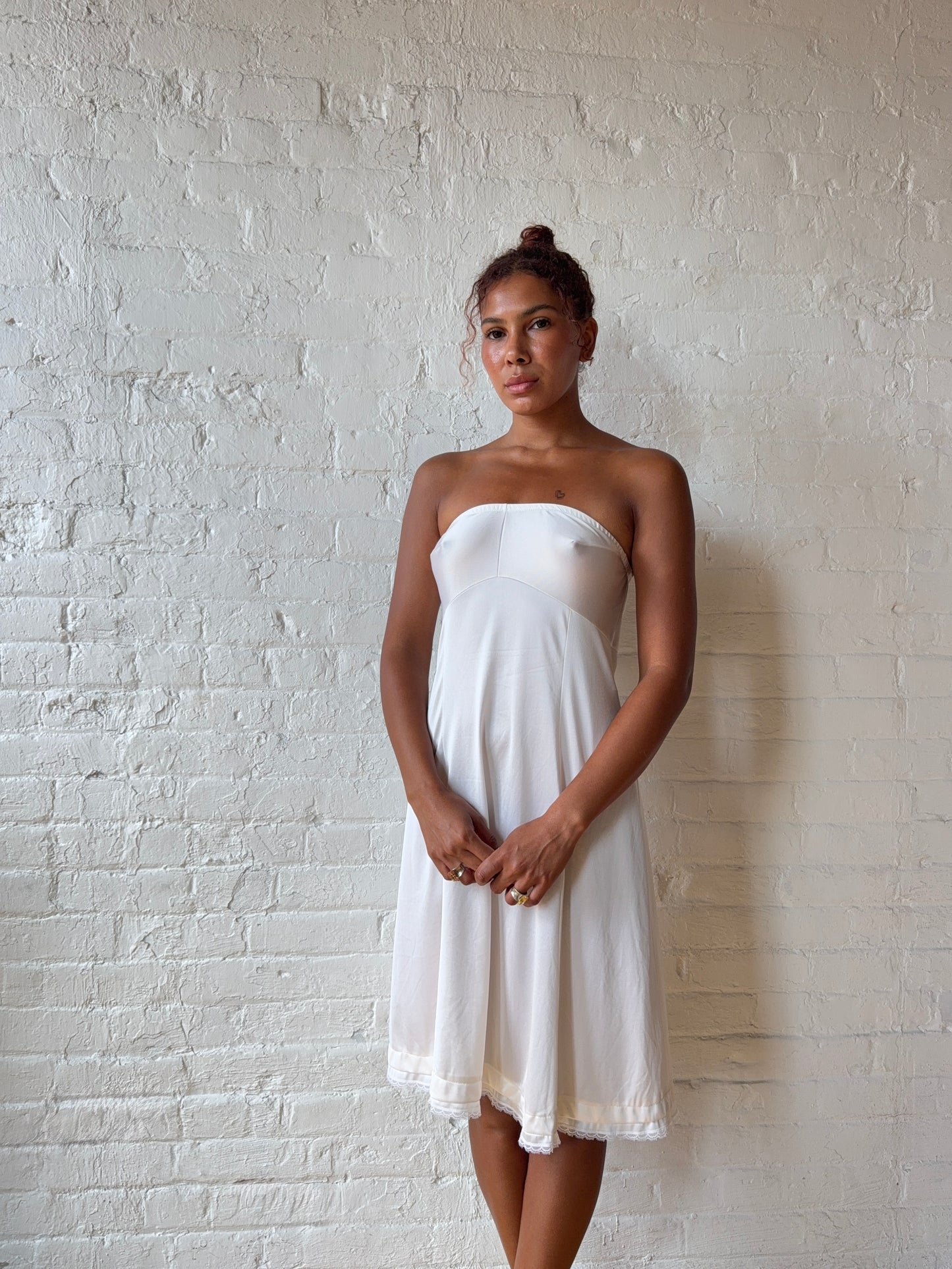 Vintage Ivory Strapless Slip Dress