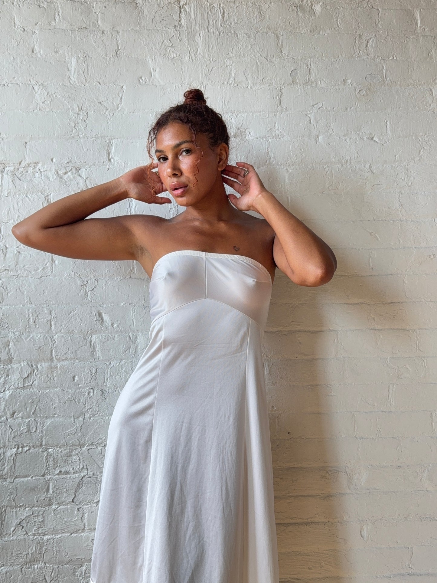 Vintage Ivory Strapless Slip Dress