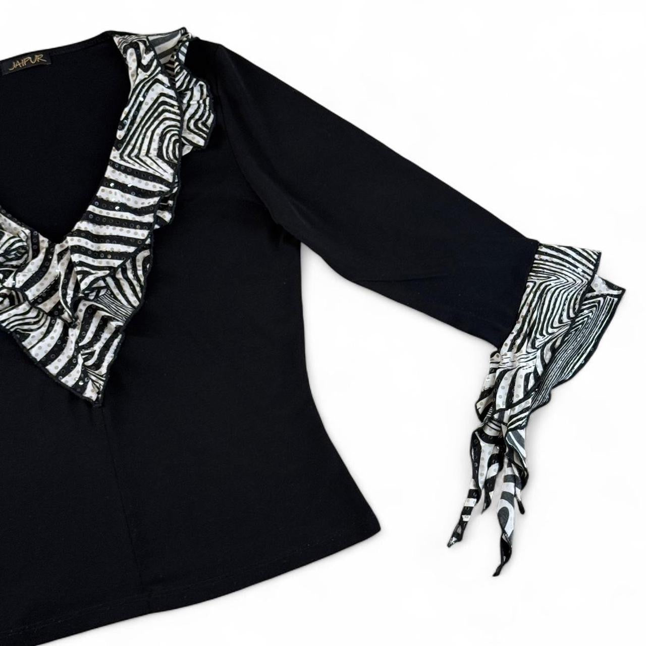 Vintage 90s Zebra Ruffle Top