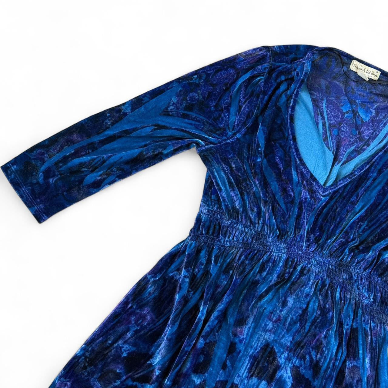 Vintage 2000s Blue Velvet Babydoll Mini Dress
