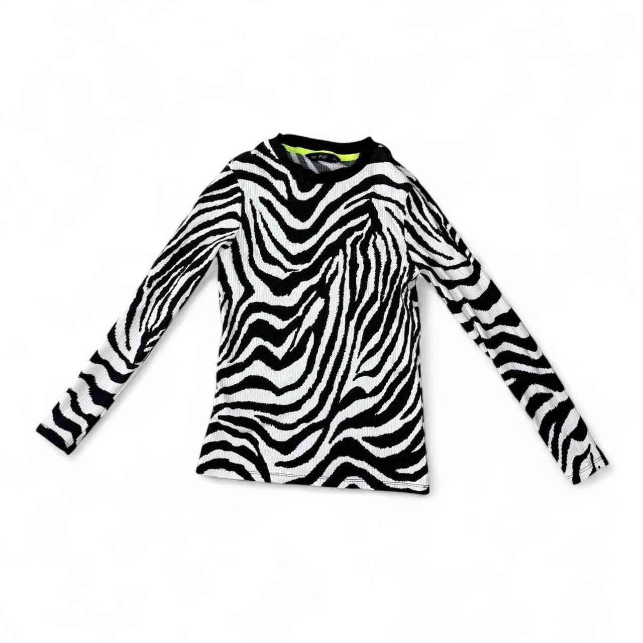 Vintage 2000s Zebra Print Fitted Long Sleeve Top