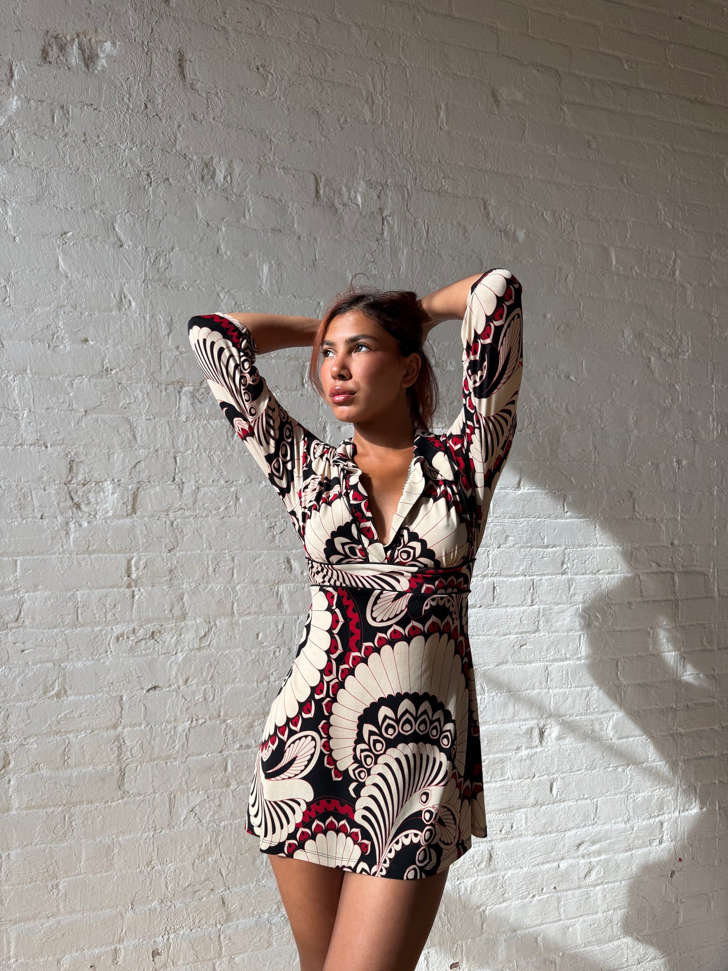Vintage 1970s Psychedelic Mod Mini Dress - XS/S