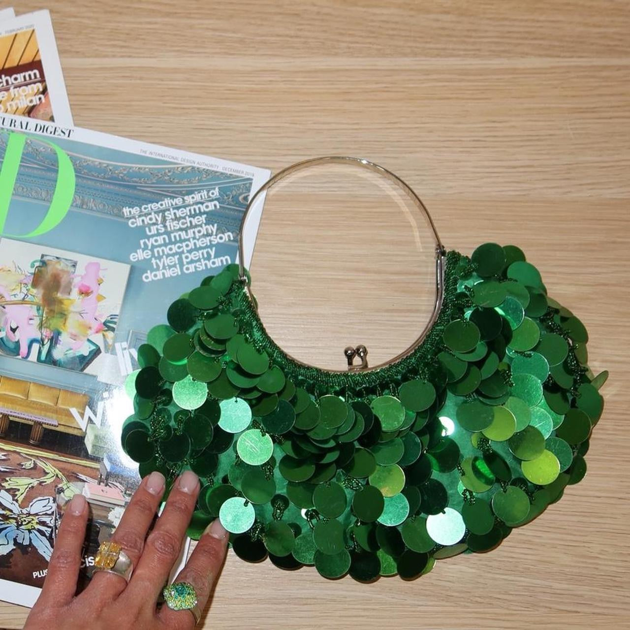 Vintage Y2K Emerald Sequin Mini Bag