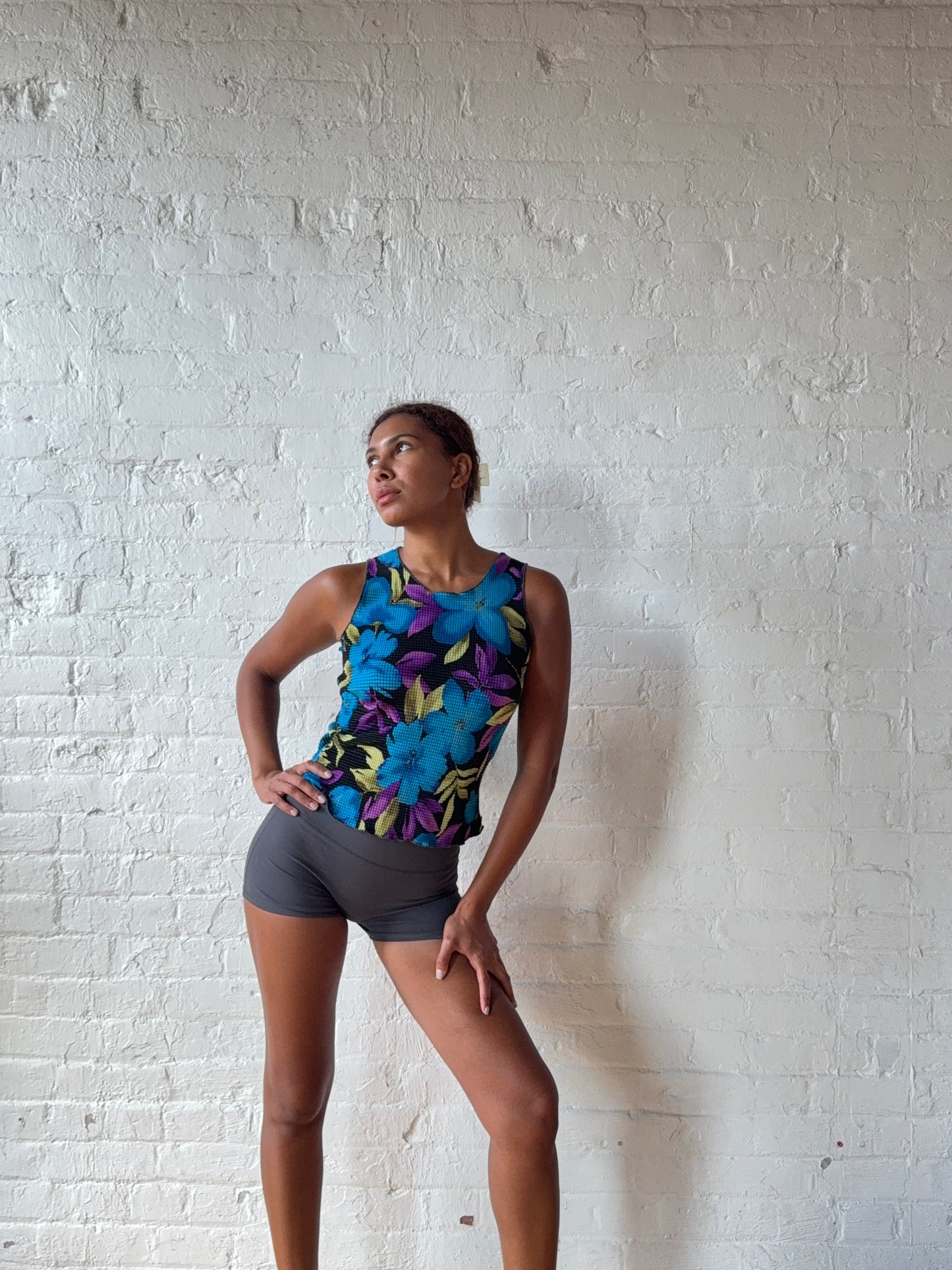 Textured Floral Stretch Tank