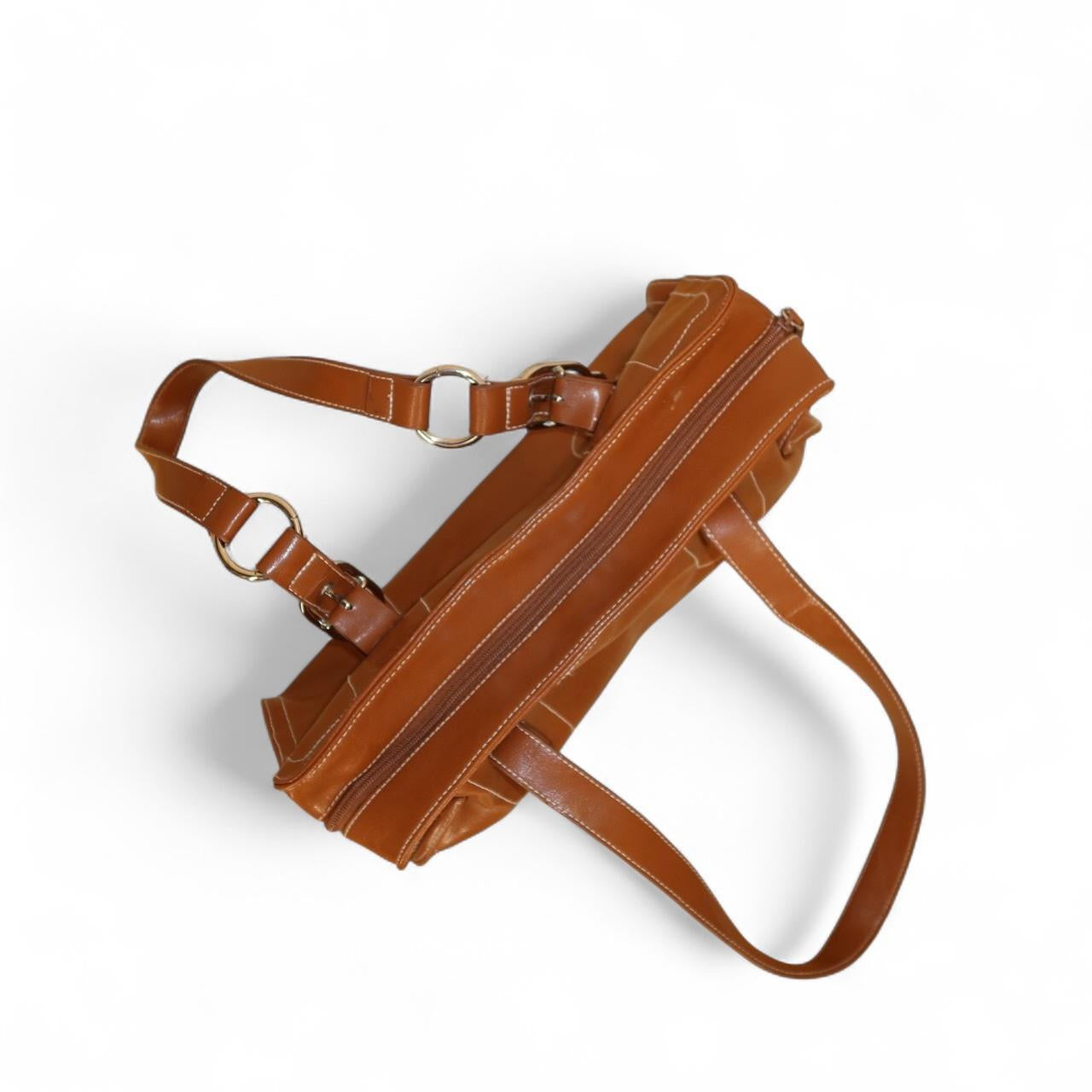 Vintage 90s Cognac Brown Leather Shoulder Bag