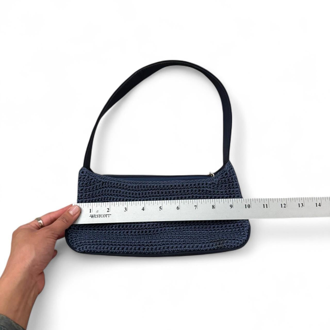 Vintage Y2K Navy Woven Crochet Shoulder Bag