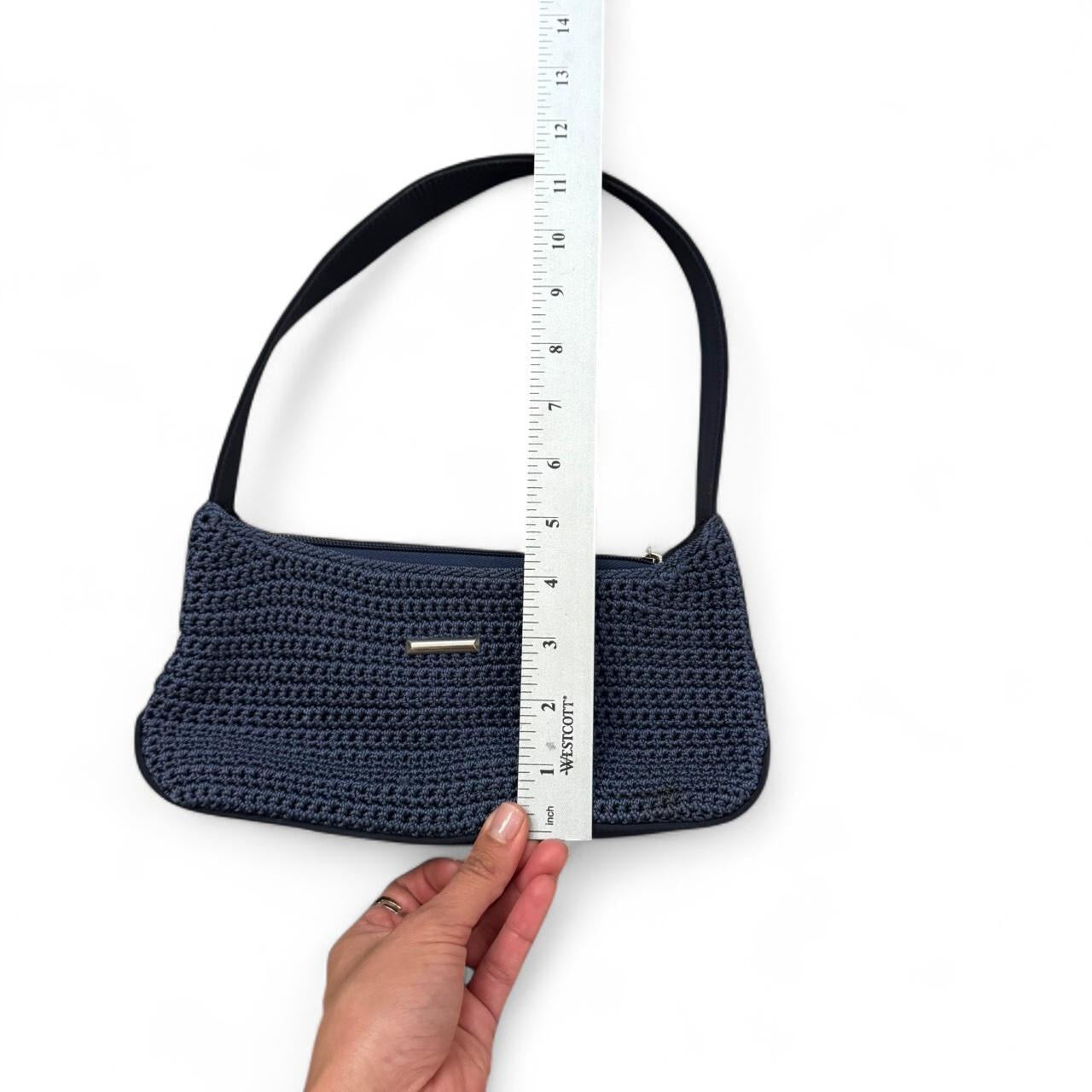Vintage Y2K Navy Woven Crochet Shoulder Bag