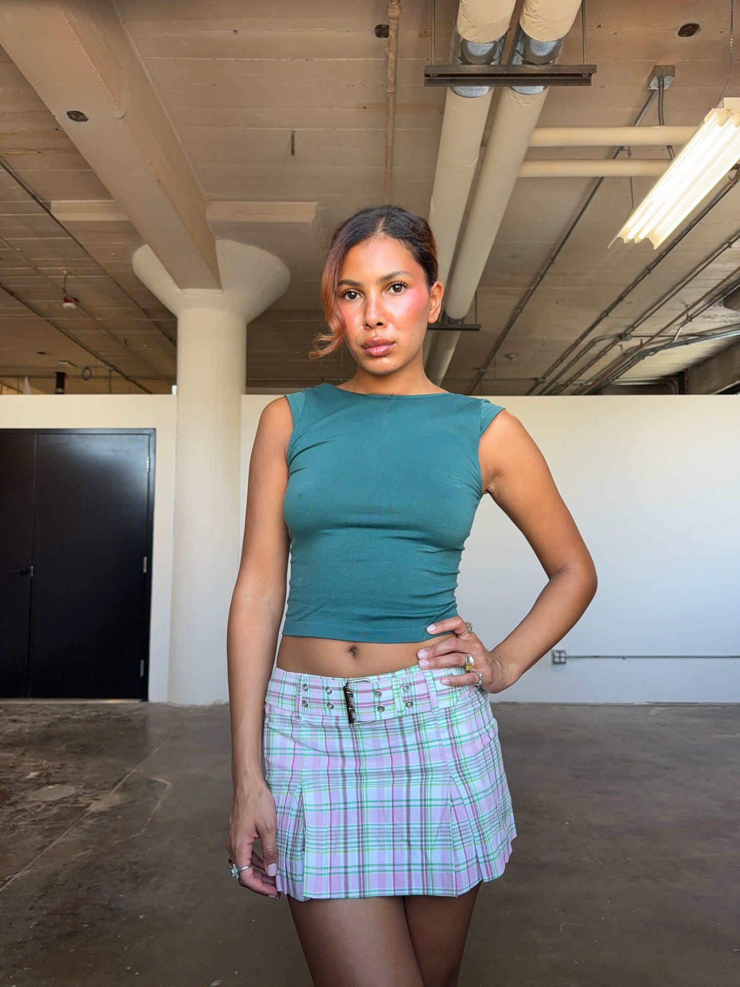 Tracy Evans Limited Pink Plaid Belted Skort