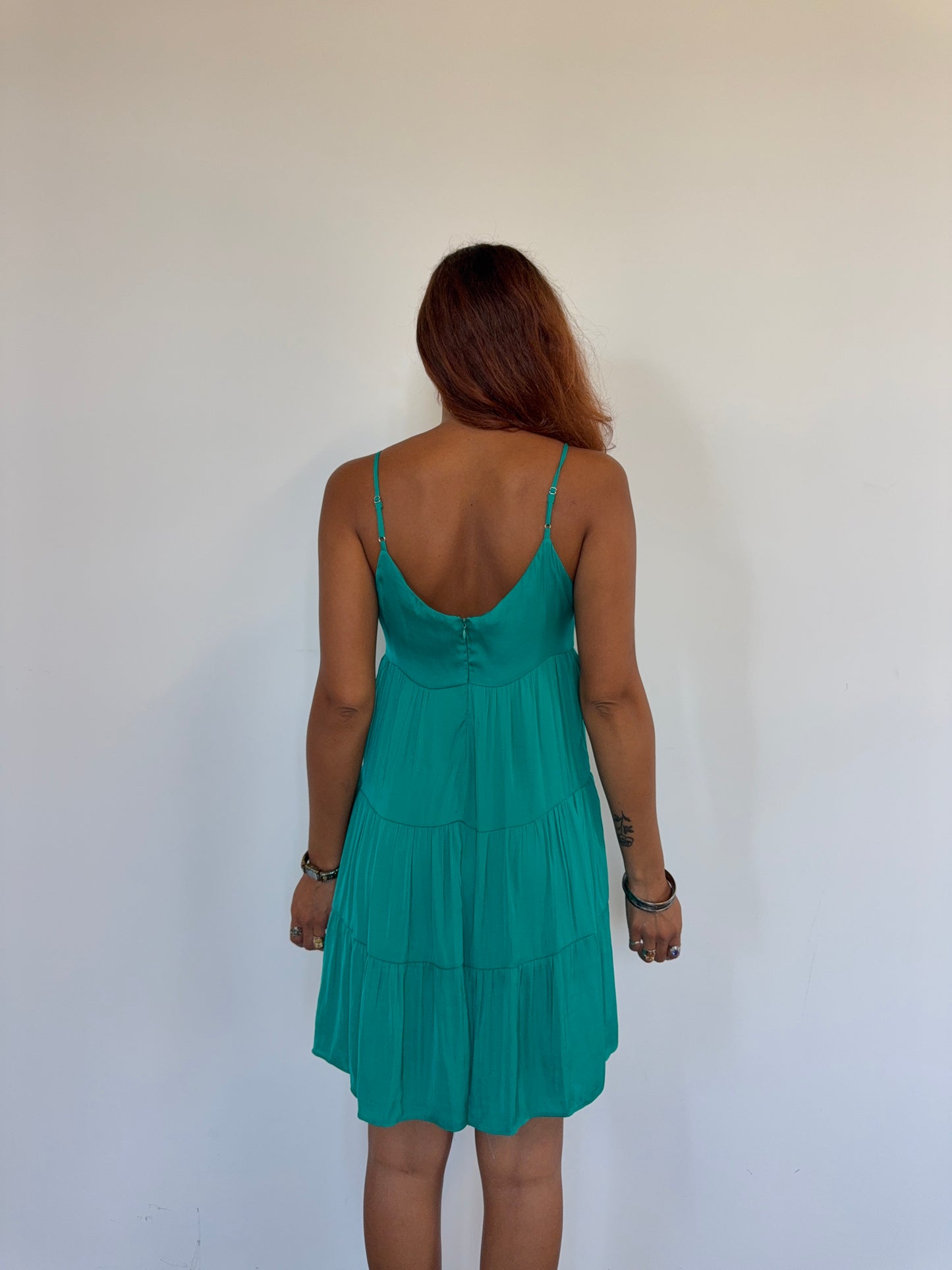 Emerald Tiered Babydoll Mini Dress