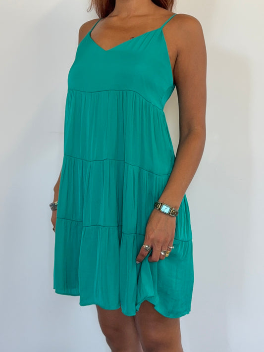 Emerald Tiered Babydoll Mini Dress