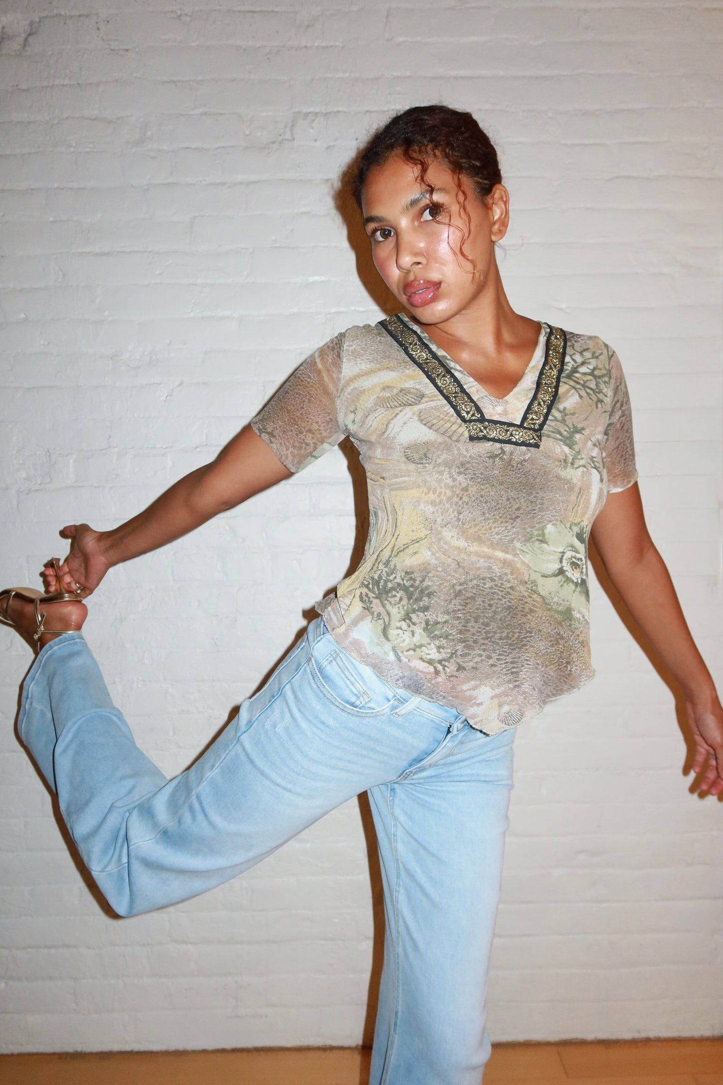 The Gilden Silk Mesh Top