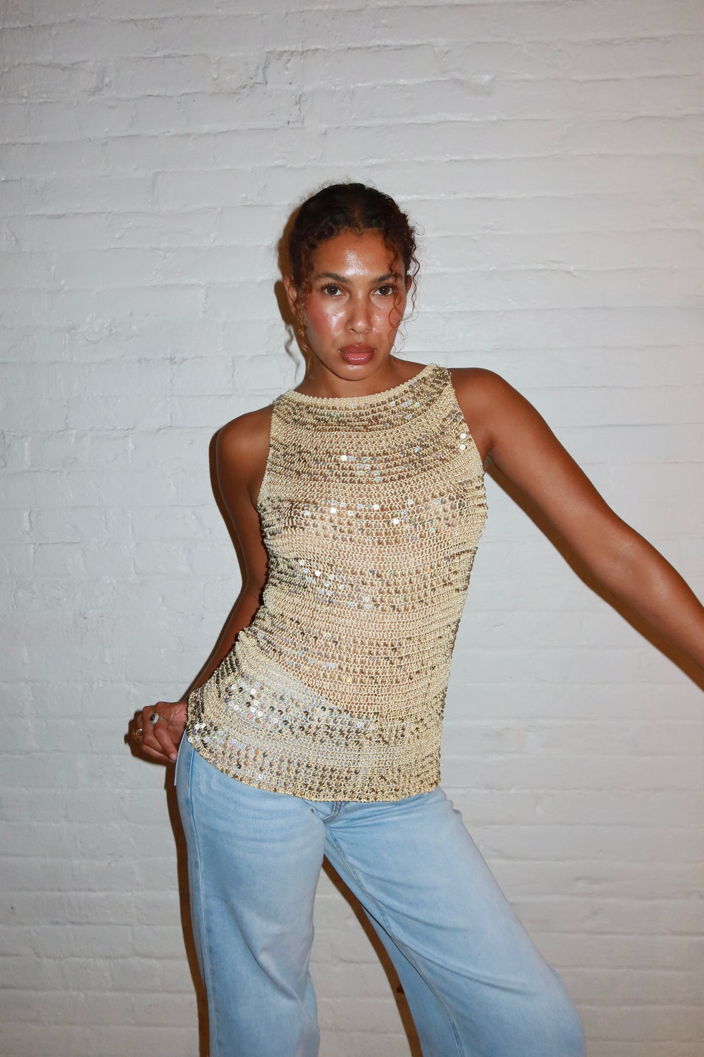 The Gilded Pearl Crochet Tank