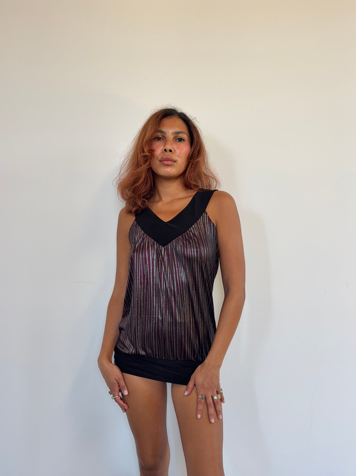 Metallic Stripe 2000's Tunic Top