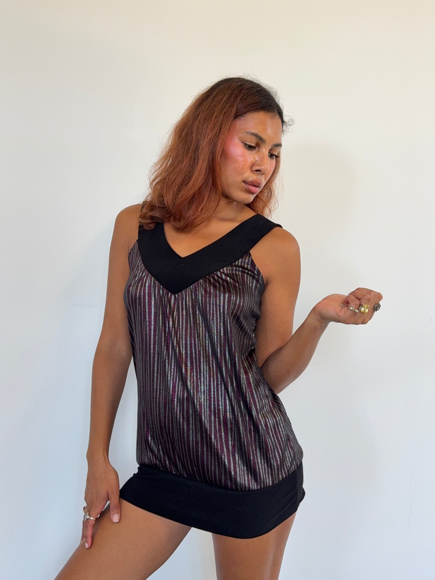 Metallic Stripe 2000's Tunic Top