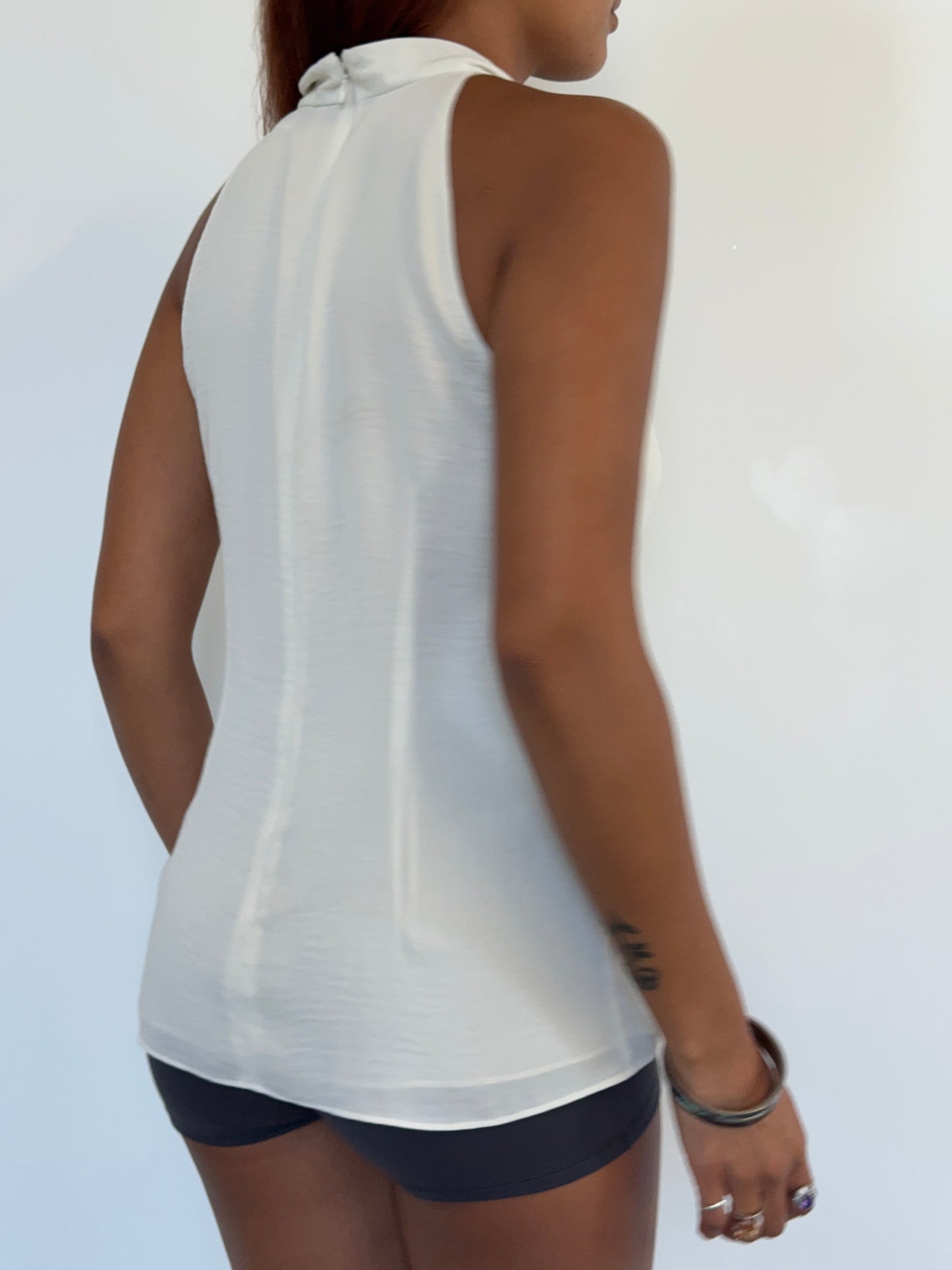 Ivory Draped Cowl Neck Blouse