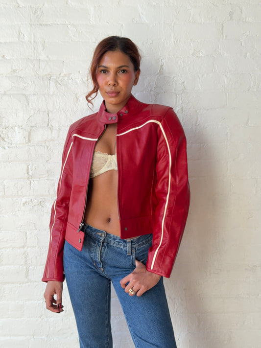 Vintage Red Racing Moto Jacket | Y2K F1 Style