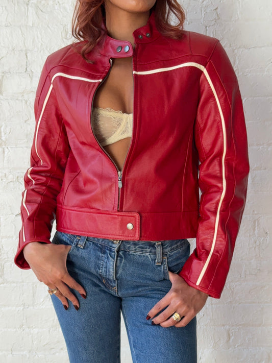 Vintage Red Racing Moto Jacket | Y2K F1 Style
