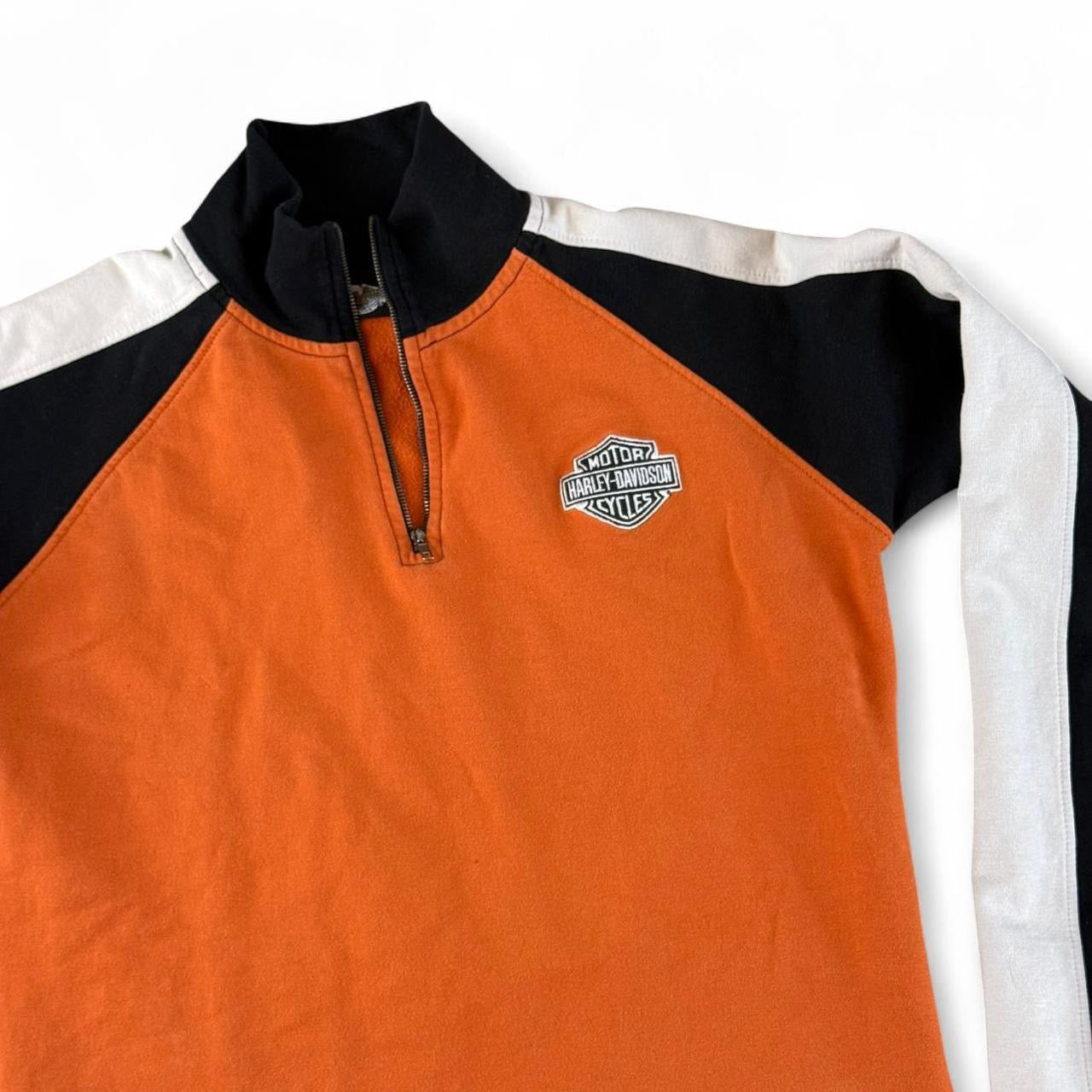 Vintage Harley-Davidson Orange Moto Quarter Zip Top